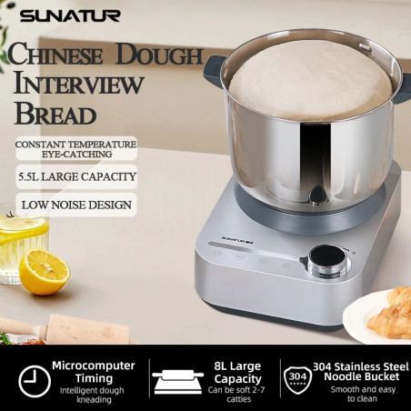 Batteur sur socle SUNATUR 8L/5,5L : pétrissage et cuisson puissants de la pâte